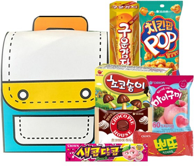 영희상점 어린이 과자 책가방 선물세트 7종 간식 행사 교회 선물, 1개, 7개입
