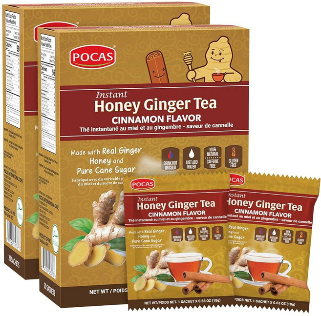 포카 허니 진저 티 오리지널 12.7온스 20봉지 2팩, Cinnamon, 20 Count Pack of 2, 20개