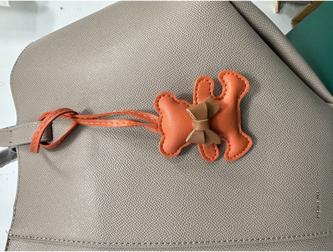 하트 곰돌이 PU 가죽 백참 키링 키홀더