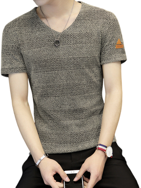 남성용 브이넥 반팔티셔츠 슬림핏 망사 티셔츠 Men's T-shirt 뉴타임즈 F543Z462