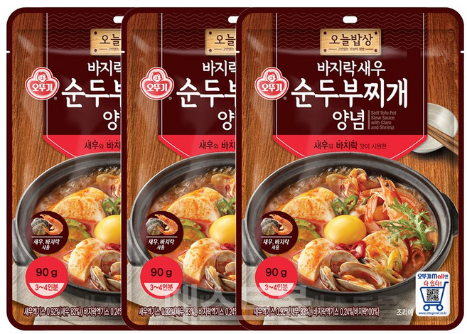오뚜기 바지락 새우 순두부 찌개 양념, 90g