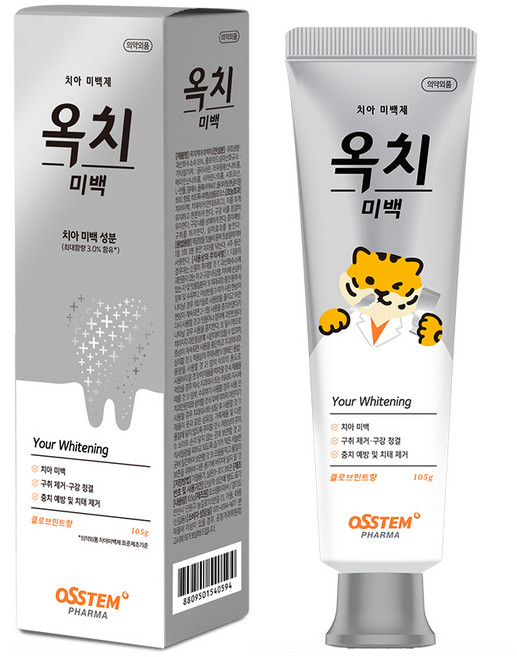 오스템 옥치 치아 미백치약 구취케어 잇몸 입냄새 구강청결 치태제거 클로브민트향, 1개, 105g