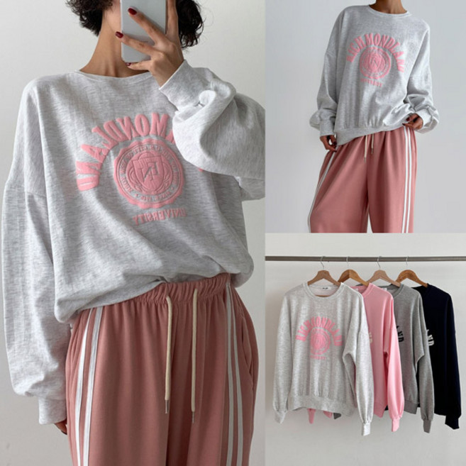 아이우먼 여성 오버핏 리치몬드 발포 프린팅 긴팔 맨투맨티