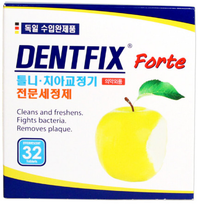 덴트픽스 포르테 틀니 치아 교정기 세정제, 3개입, 3개