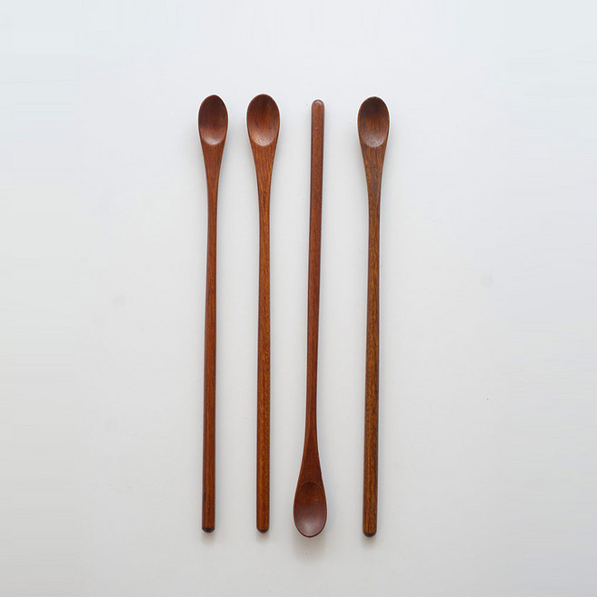 트래블앤쿡 천연 옻칠 우드 티스푼 티포크 머들러 9종 모음, 05 롱머들러 4개, 1개