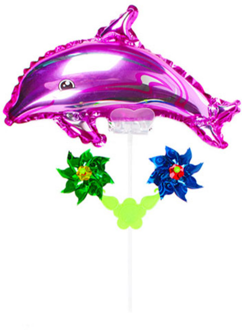 풍선나라제품 바람개비풍선 캐릭터풍선, 1개, 돌고래분홍