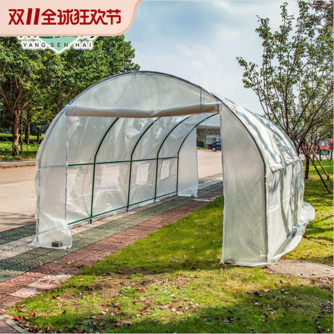 비닐하우스 미니온실 소형비닐하우스 간이비닐하우스 식물온실장 미니온실만들기, 창이없는2x1.5x2미터이중도어아연도금파이프, 1개