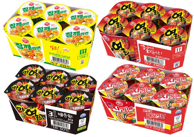 마열라면 컵 6개+열라면 컵 6개+진라면 매운맛 컵 6개+참깨라면 6개, 24개