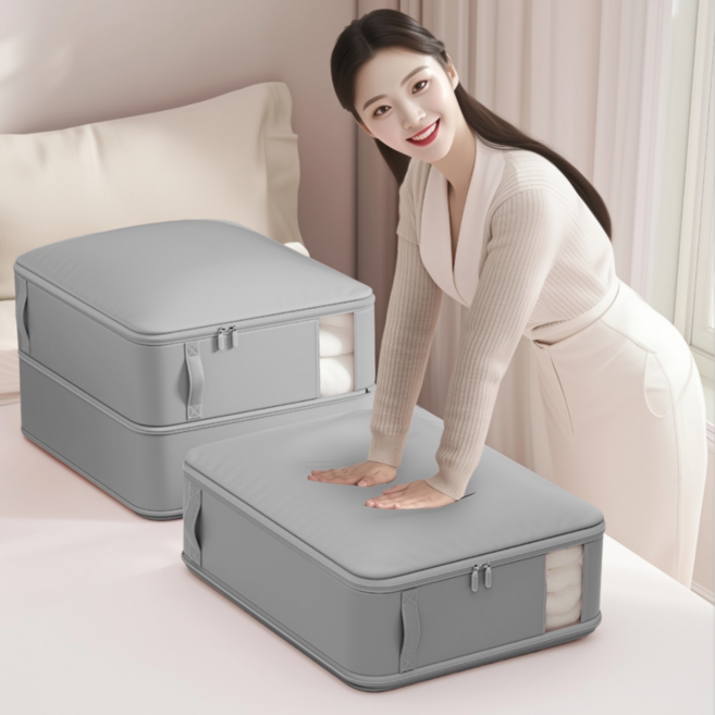 한평한뼘 이분의일 이불 압축 파우치 고급형 특대형, 2개, 차콜