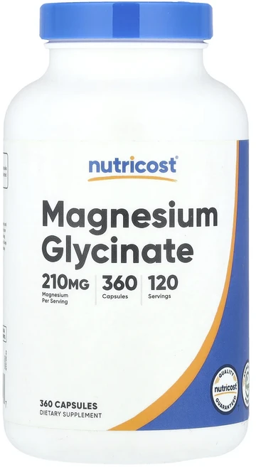 단백질 비타민 철분 마그내슘 칼슘 Nutricost 마그네슘 글리시네이트 캡슐 360정(캡슐 1정당 70mg) 고루고루섭취해주세요, Nutricost마그네슘글리시네이트캡슐360정캡슐1정당, 1개 - 쿠팡