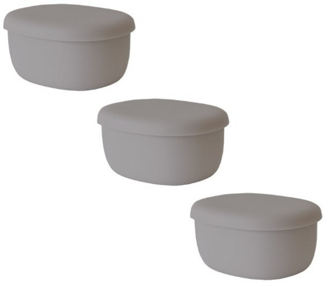 히어키친 실리콘 밀폐 용기 S(180ml) 국산 냉동밥보관용기 반찬통 3pc, 3개, 그레이