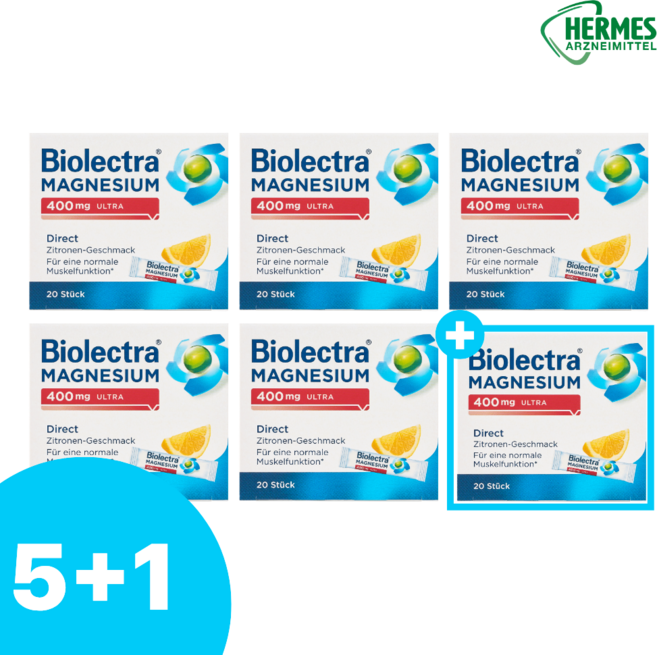 바이오렉트라 마그네슘 400mg 울트라 다이렉트 (20포*6박스 / 4개월분) / 독일 직구, 20회분, 6개