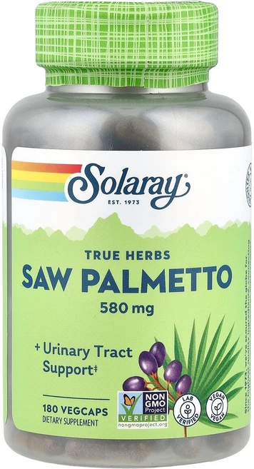 Solaray True Herbs 쏘팔메토 580mg 베지 캡슐 180정 Solaray (솔라레이), Solaray, True Herbs, 쏘팔메토, 580, 1개 - 쿠팡