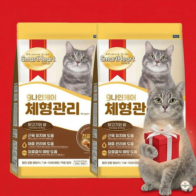 [+묘한츄6p] 나인케어 캣 고양이 기능성 사료, 1.2kg, 2개, 닭, 체형관리+묘한츄 6p