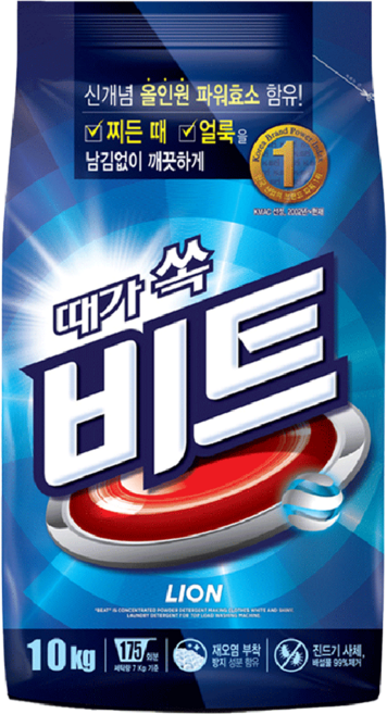 비트 분말 세탁세제 일반용 리필, 10kg, 2개