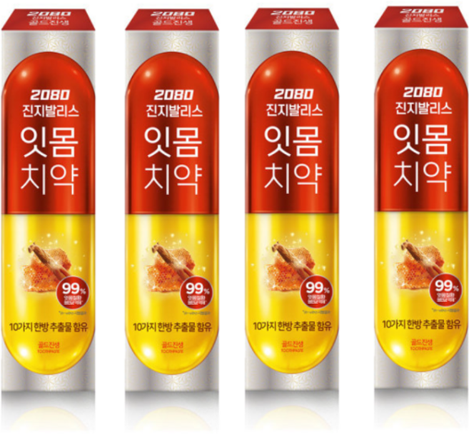 2080 진지발리스 골드진생 치약, 140g, 4개
