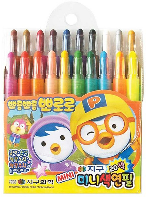 지구화학 뽀로로 미니색연필, 20색, 1개