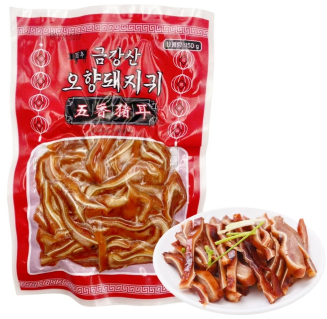 <중화국제>쫄깃한 오향돼지귀 슬라이 국내산, 1개, 150g