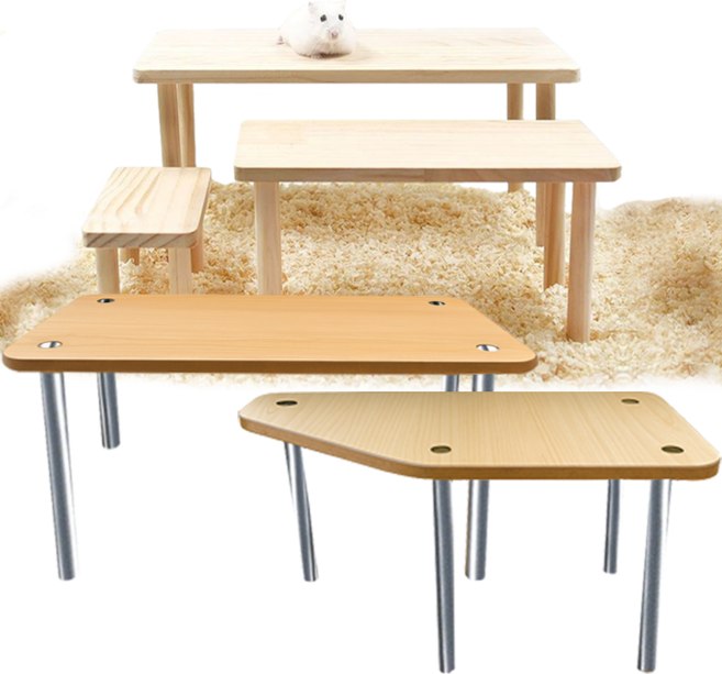 倉鼠玩具 倉鼠躲避屋 倉鼠傢俱 倉鼠樓梯, 1個, 升級大號-D型不鏽鋼腳木平台