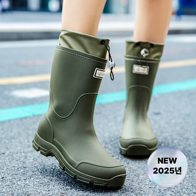 아와유키 커플 패션 스트링 레인부츠 방수 장화