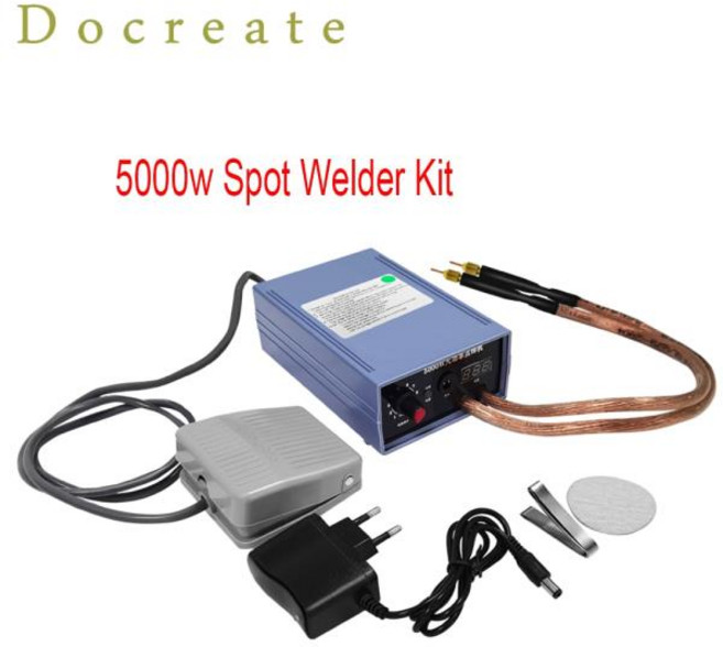 Docreate 미니 스폿 용접기 DIY 키트 18650 배터리 팩 용접 도구 휴대용 펜 0.15mm 니켈 스트립 5000W 8000W, 04 8000W and nickel EU