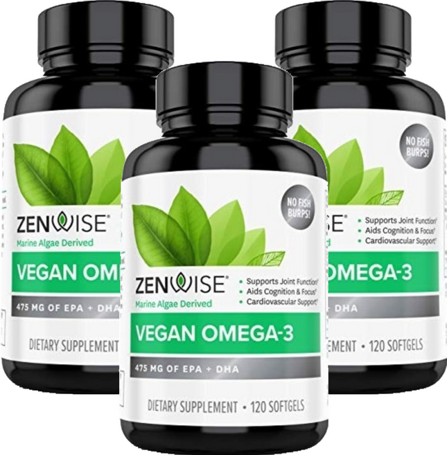 젠와이즈헬스 비건 오메가-3 EPA 150mg & DHA 300mg 소프트젤, 3개, 120정