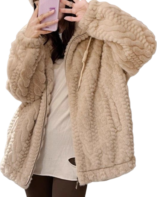 여성용 루즈핏 데일리 캐주얼 베이직 페이크퍼 방한점퍼 Women's Jacket