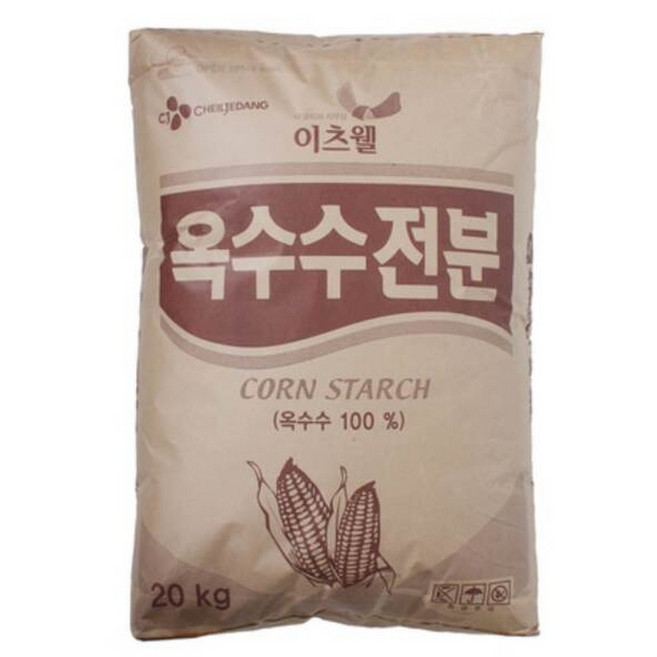 옥수수전분 20kg/이츠웰가루 튀김요리 식자재 업소용 제빵 대용량 식당 음식점 분말 베이킹, 20kg, 1개