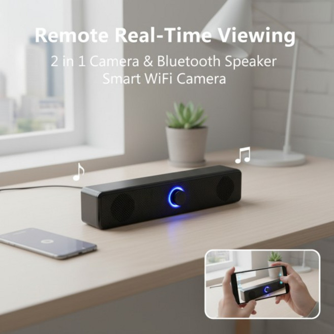 블루투스 스피커 카메라 2-in-1: 음악 재생 중 4K UHD 비디오 녹화 WiFi6 로컬 저장소 (SD 카드 미포함)