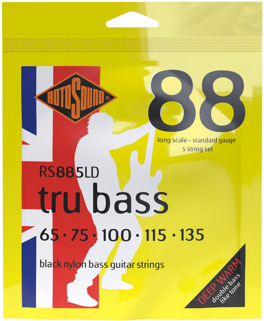로토사운드 RS885LD 블랙 나일론 플랫와운드 5현 베이스 Rotosound RS885LD Black Nylon Flatwound 5 String Bass Guitar Strin, N/A, 1개