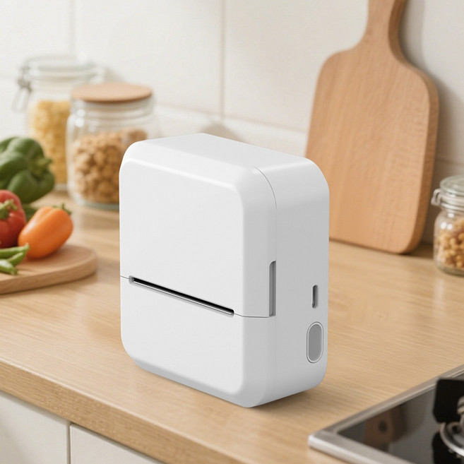 PANSHI 휴대용 무선 감열식 라벨 프린터, 1개, 화이트 라벨 프린터*1+5방 기능 감열지*2