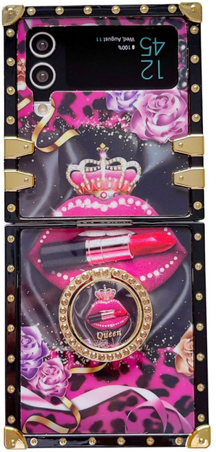 우꾸모 갤럭시 지 플립 Z FLIP 6 블링블링 트렌디 큐빅 링 사각 실리콘 케이스 제트플립6 핸드폰케이스 Z1743