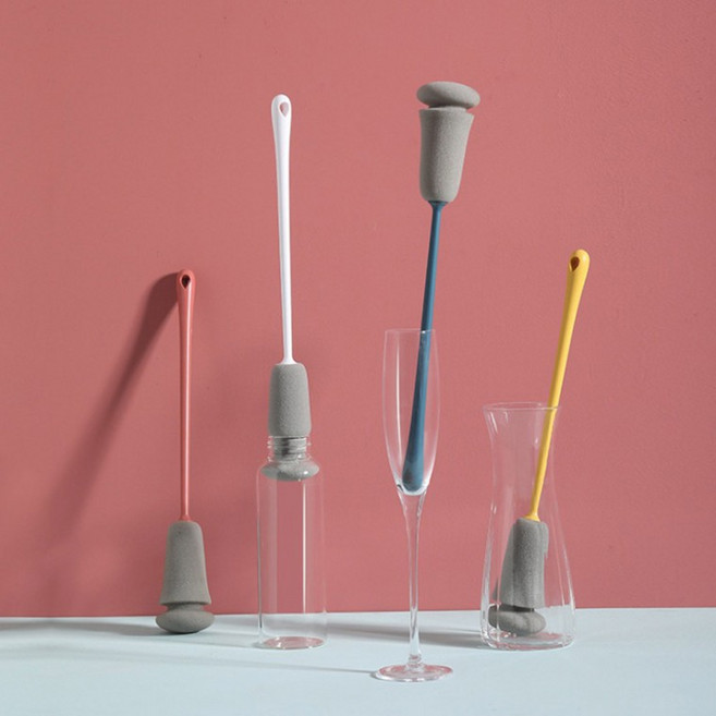 오즈리빙 컵솔 젖병 텀블러 물병 세척솔, 1개, 컵솔 옐로우