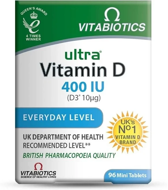 Vitabiotics Ultra 비타민 D3 400IU Everyday Level 96정 - 건강 및 웰빙 - 1 2 3 4 5 6팩 - 영국 직배송, 96회분, 1개 - 쿠팡