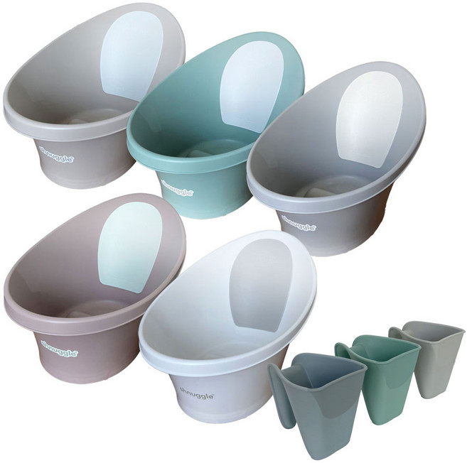 슈너글 2025 NEW 컬러 신생아 아기 욕조 샴푸컵 세트, 타우페 세트