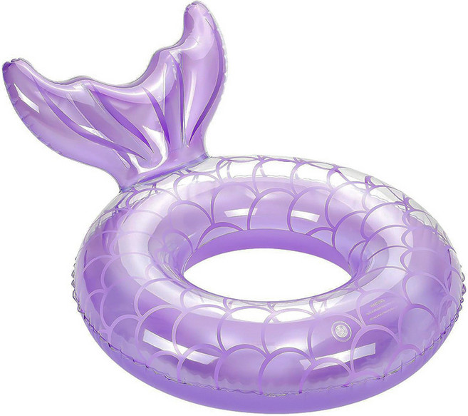 義烏跨境工廠靠背美人魚游泳圈成人充氣pvc加厚泳圈批發, 1個, 紫色魚尾泳圈:70#適合5-9歲(40-70斤)