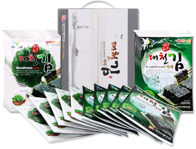 대천전통맛김 대천전장김 선물세트 3호 20봉 (파래전장김 10봉+재래전장김 10봉) 원초가 다른 대천김으로 만든 조미김, 20개, 20g
