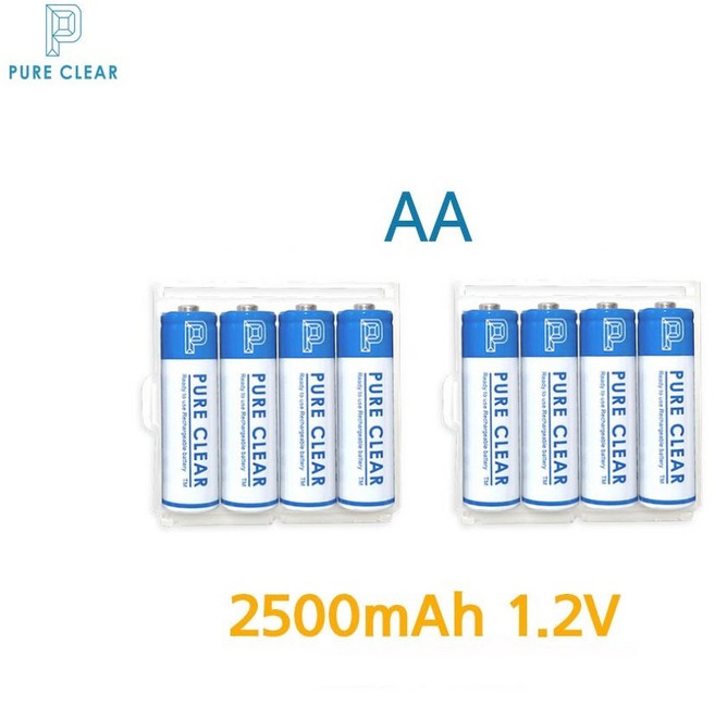 (정품)퓨어클리어 AA 충전지 2500mAh 8알 AA 충전 배터리, 퓨어클리어 AA충전지 2500mAh 8알