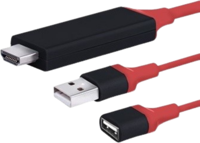 手機HDMI轉接線 適用Type-C/iP/安卓手機 USB轉電視線 隨插即用 無須熱點, 紅色, 1個, 100cm