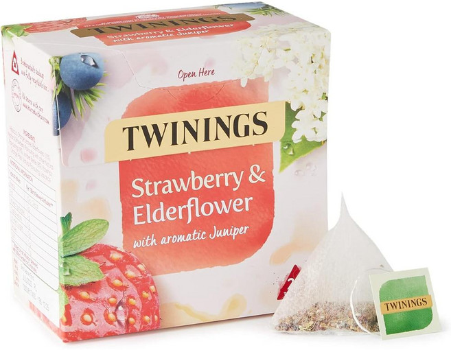 영국 트와이닝 Twinings Strawberry and Elderflower Herbal Tea bags 스트로베리 & 엘더플라워 허브차 티백, 7개