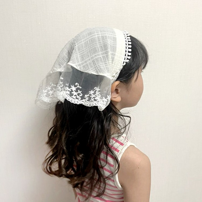 우주아이 여아용 러빙유 레이스스카프 헤어밴드