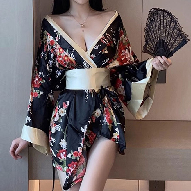 미미스 플라워 일본 기모노 미니 가운 슬립 세트