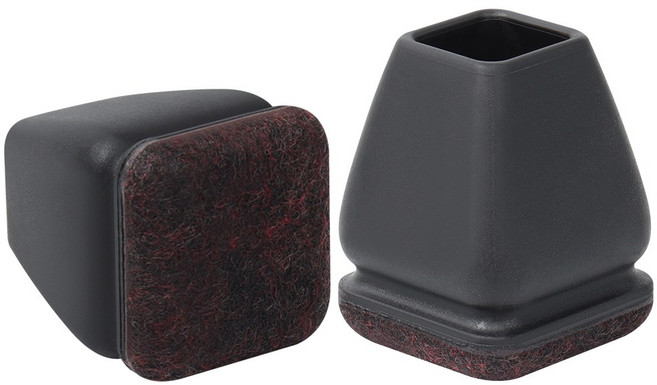 HGA 투명 의자발캡 원형/ 정사각형 4세대 식탁 발 커버 소음 방지 기울어진 의자 다리, 블랙, 사각형 16P