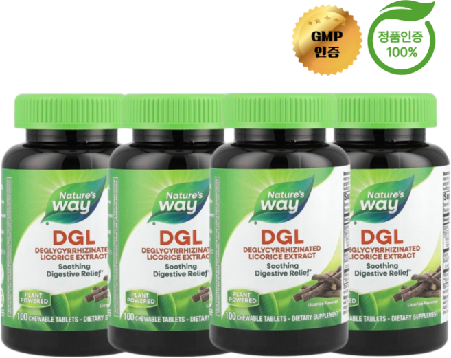 2+2 네이처스 웨이 DGL 감초 추출물 츄어블 100정, 4개