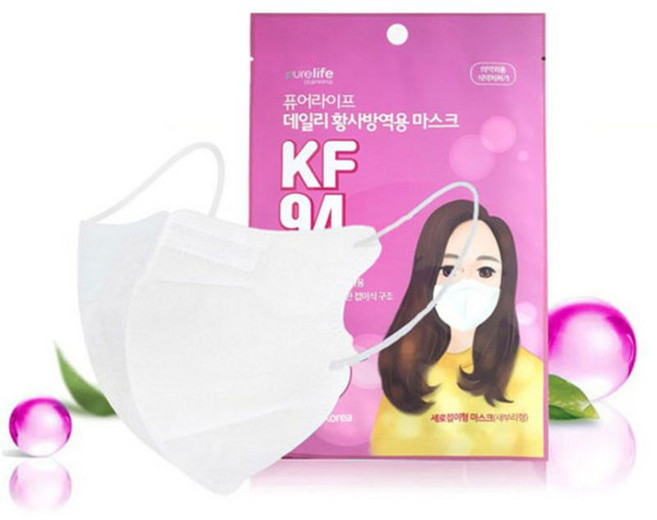땡큐온 퓨어라이프 데일리 황사방역 마스크 KF94 대형 x100매