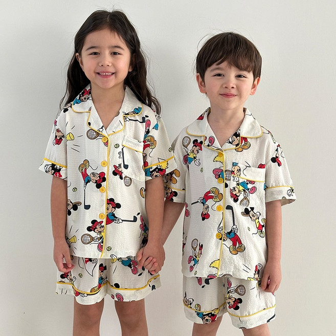 ECLL 아동 시어서커 반팔 잠옷 냉감 파자마 상하 세트