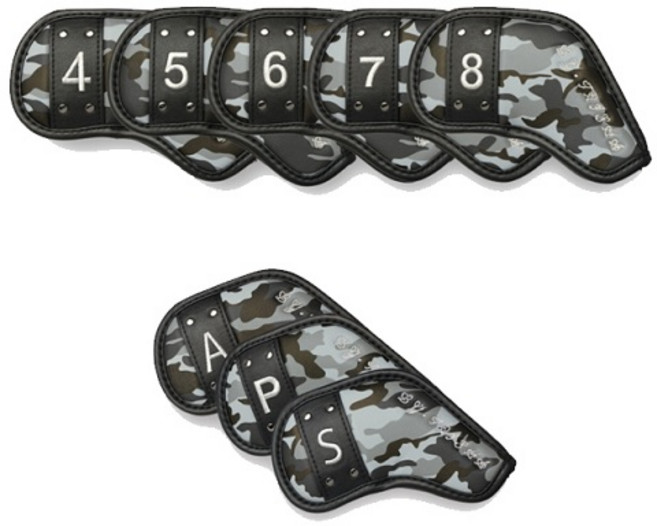 골프 클럽 아이언 헤드 커버 고급형 9종류 카모 블랙 자석클로징(택 1), CAMO BLACK, 1개