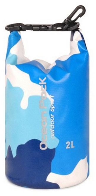 메쉬백 방수파우치 수영가방, D-블루 카모 2L