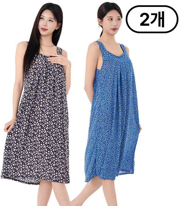 시크나인 끈나시 플라워 원피스 잠옷 슬립 여름 빅사이즈