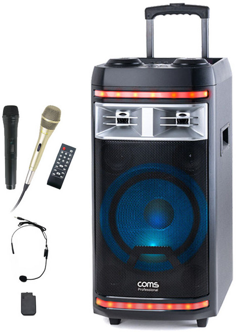 컴스 휴대용 블루투스 버스킹 앰프 휴대용 스피커+무선헤드마이크 CR400LMHM